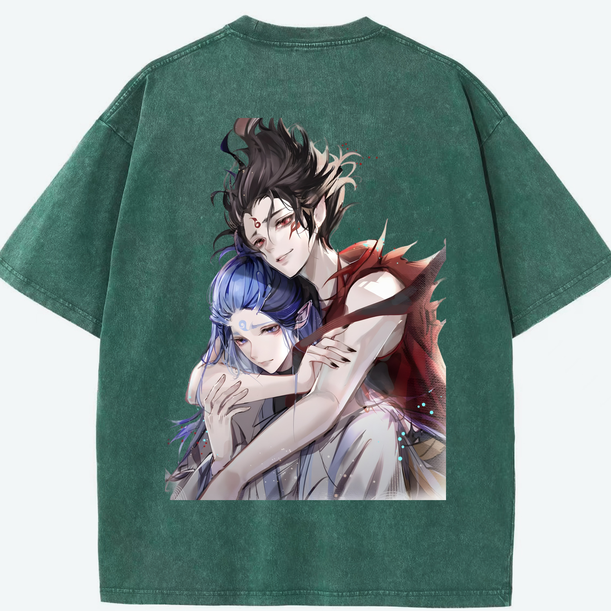 （画像用） Ne Zha 2 ナタ 魔童の大暴れ 綿100% ヴィンテージ風 半袖Tシャツ（背面プリント）